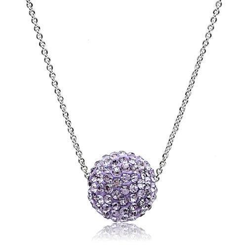 VL056 - Rhodium Brass Chain Pendant with Top Grade Crystal  in Light Amethyst-0