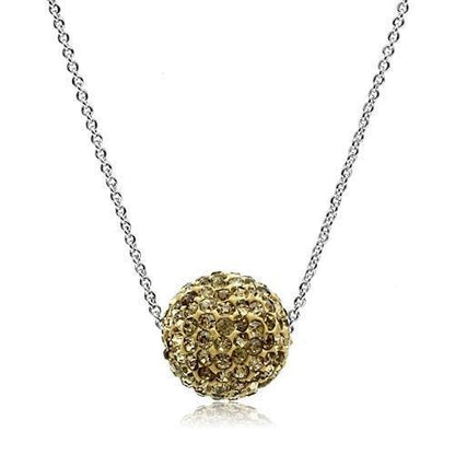 VL057 - Rhodium Brass Chain Pendant with Top Grade Crystal  in Topaz-0