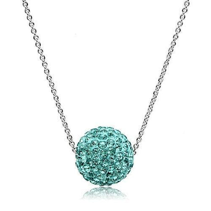 VL059 - Rhodium Brass Chain Pendant with Top Grade Crystal  in Sea Blue-0