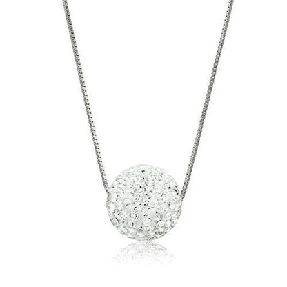 VL061 - Rhodium Brass Chain Pendant with Top Grade Crystal  in Clear-0