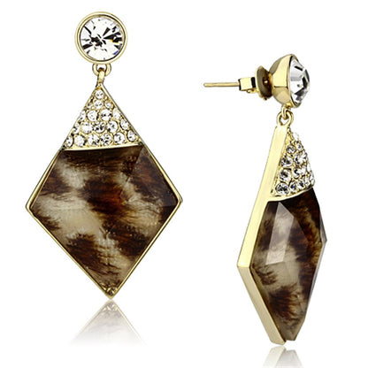 VL063 - IP Gold(Ion Plating) Brass Earrings with Synthetic Synthetic Stone in Animal pattern-0