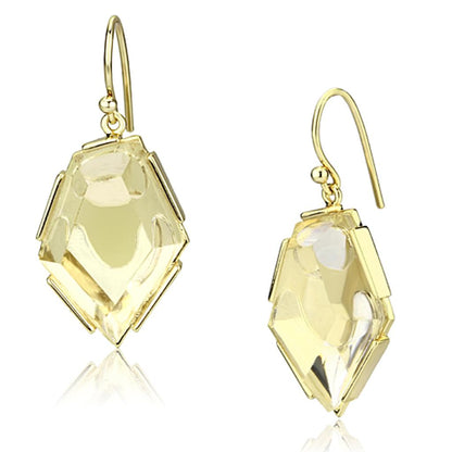 VL066 - IP Gold(Ion Plating) Brass Earrings with Synthetic Synthetic Stone in Clear-0