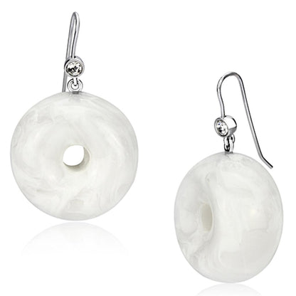 VL068 - IP rhodium (PVD) Brass Earrings with Synthetic Synthetic Stone in White-0