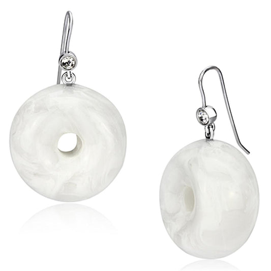VL068 - IP rhodium (PVD) Brass Earrings with Synthetic Synthetic Stone in White-0