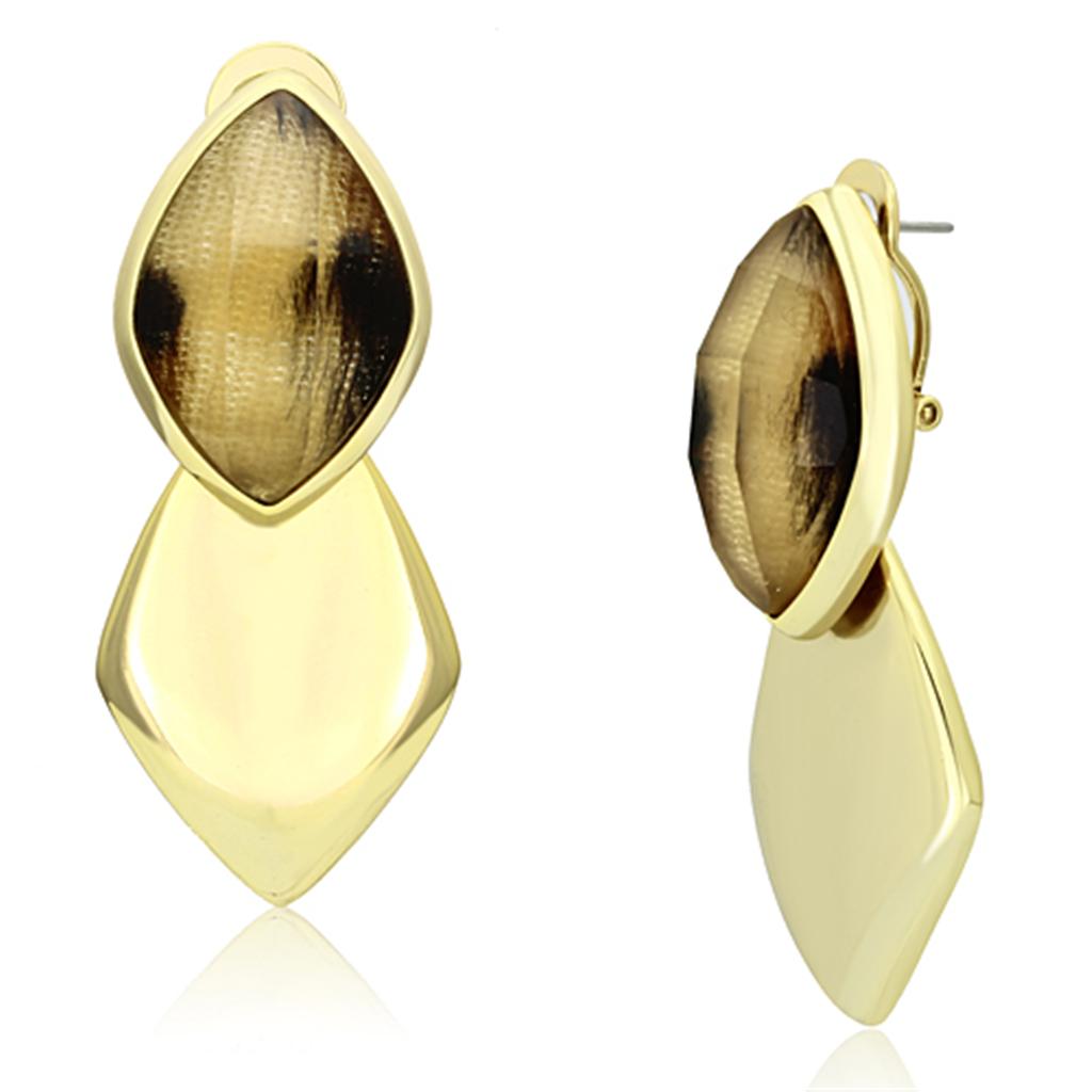 VL073 - IP Gold(Ion Plating) Brass Earrings with Synthetic Synthetic Stone in Animal pattern-0