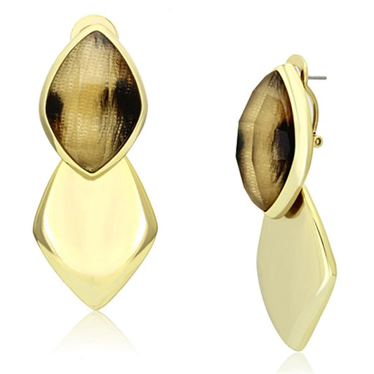 VL073 - IP Gold(Ion Plating) Brass Earrings with Synthetic Synthetic Stone in Animal pattern-0