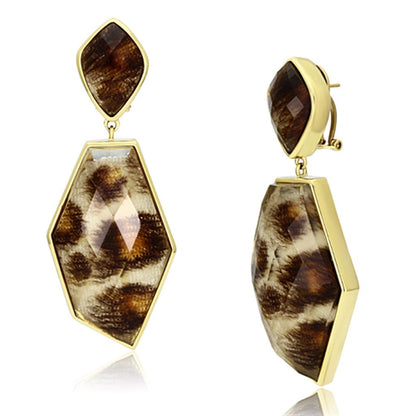 VL074 - IP Gold(Ion Plating) Brass Earrings with Synthetic Synthetic Stone in Animal pattern-0