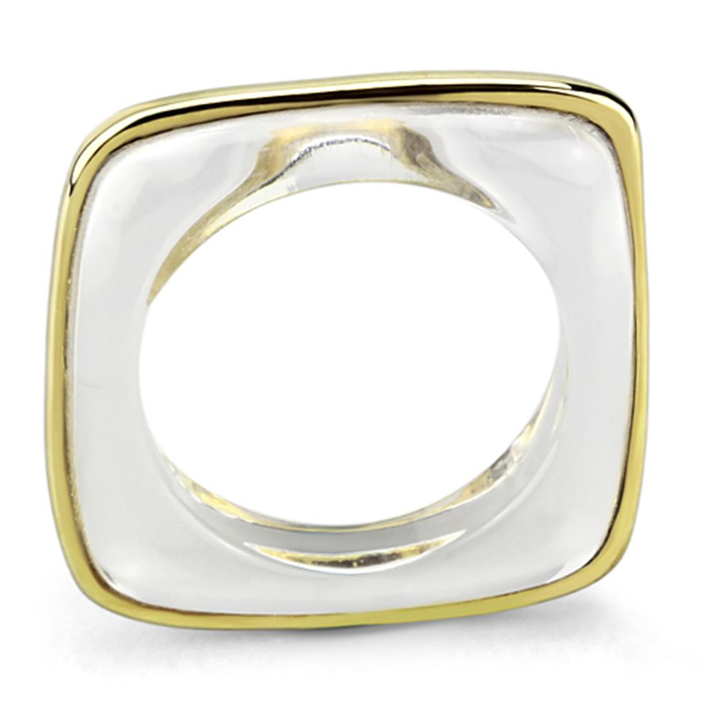 VL081 - IP Gold(Ion Plating) Brass Ring with Synthetic Synthetic Stone in Clear-0