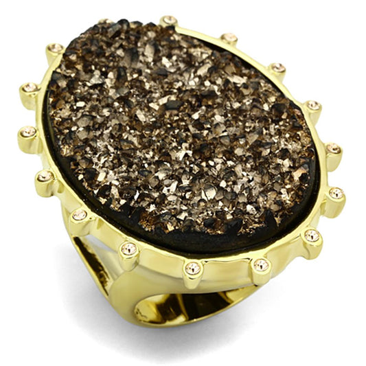 VL087 - IP Gold(Ion Plating) Brass Ring with Synthetic Synthetic Stone in Champagne-0