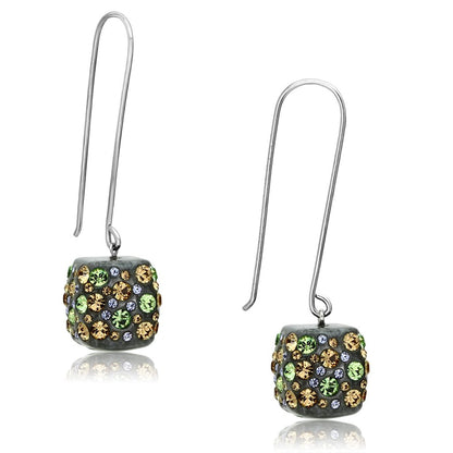 VL090 - High polished (no plating) Stainless Steel Earrings with Top Grade Crystal  in Multi Color-0