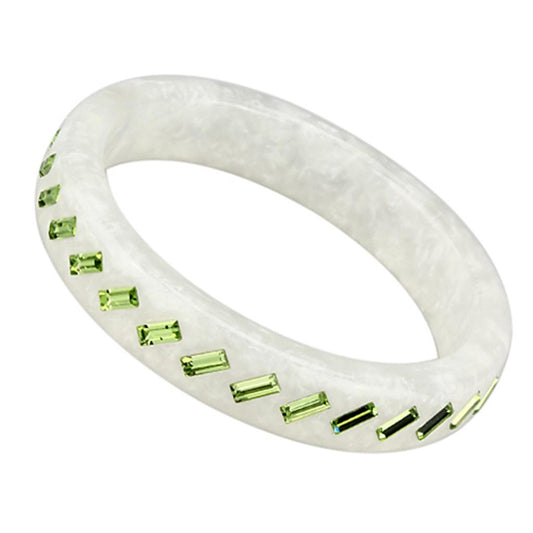 VL093 -  Resin Bangle with Top Grade Crystal  in Peridot-0