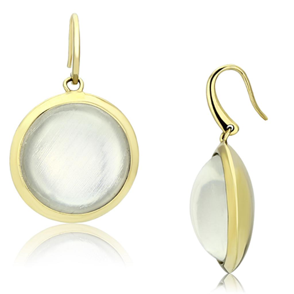 VL102 - IP Gold(Ion Plating) Brass Earrings with Synthetic Synthetic Stone in Clear-0