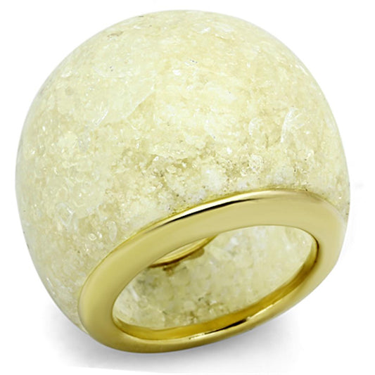 VL109 - IP Gold(Ion Plating) Stainless Steel Ring with Synthetic Synthetic Stone in Citrine Yellow-0
