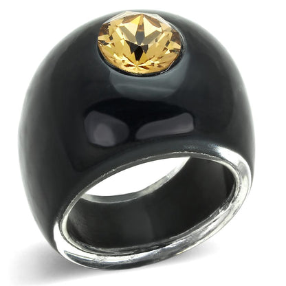 VL115 -  Resin Ring with Top Grade Crystal  in Light Smoked-0